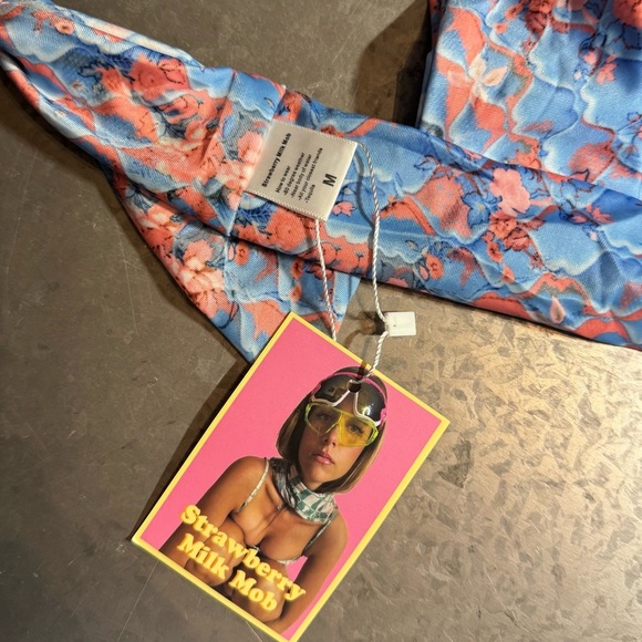 Strawberry Milk Mob Aquamarine Bikini Set size Medium top/ Large bottom NWT - Picture 10 of 13